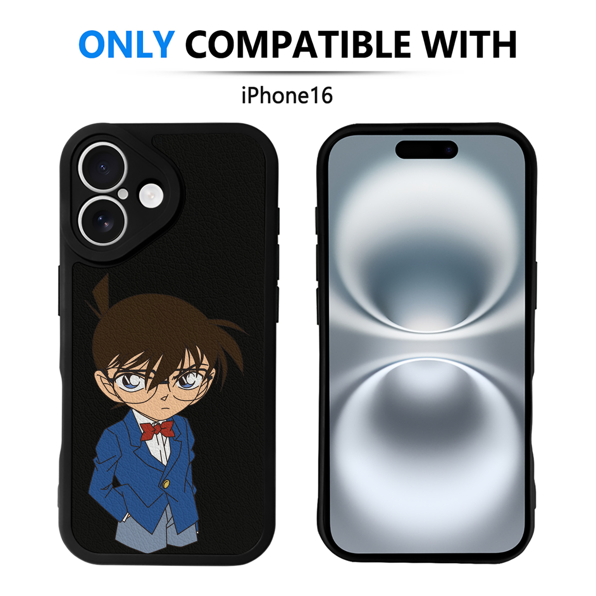 （画像用） 名探偵コナン 江戸川 コナン Detective Conan Conan Edogawa 【iPhone 16シリーズ対応】シリコンスマホケース（レザー調） 材質：シリコン